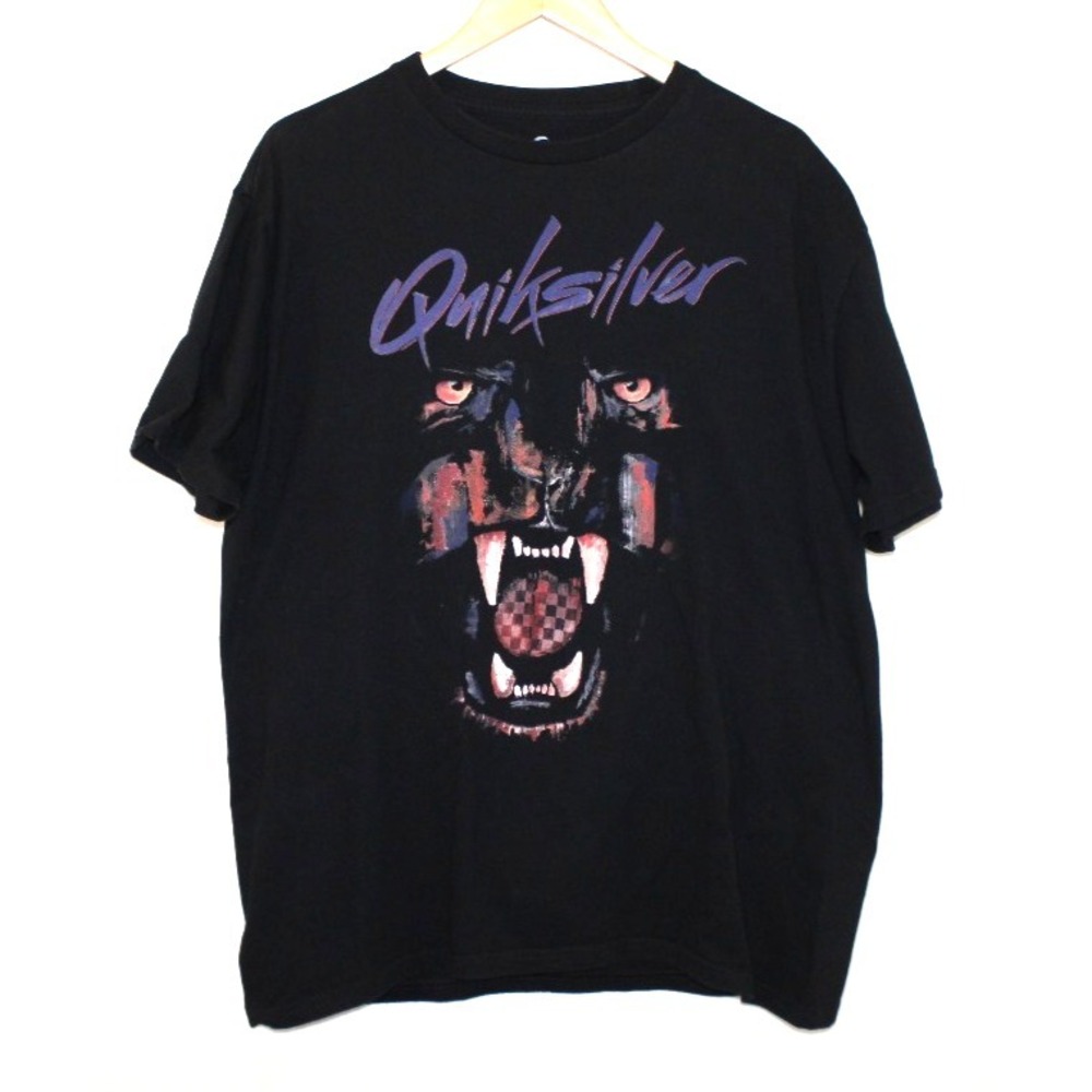 Quiksilver black graphic short sleevce t-shirt Size XL panther fangs